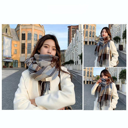 New Fashion Winter Plaid Scarf Female Autumn And Winter Everything New Casual Classic Imitation Cashmere Plaid