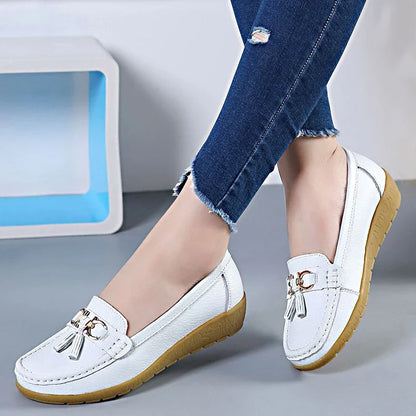 Genuine Leather Flats Tassel Loafers