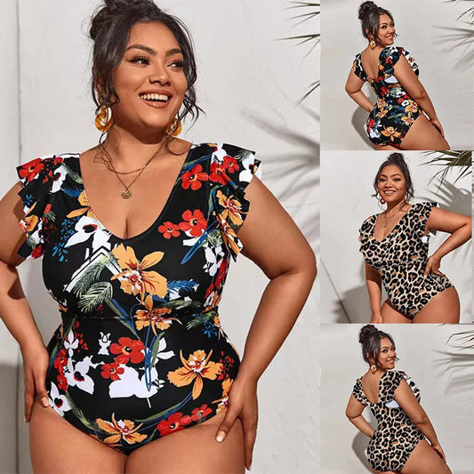 Floral Plus Size Bikini Women Leopard Printed Swimwears High Waist Sexy Fashion Beachwear Spring Summer Female Swimsuit