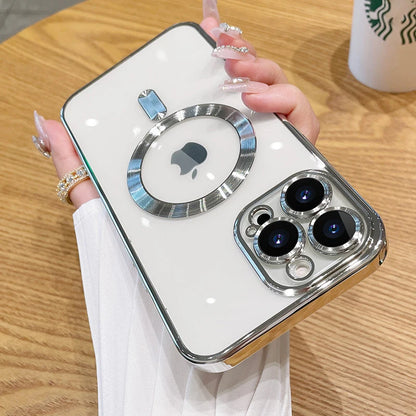 Fashion Plating Magnetic Case For Magsafe For iPhone 15 14 13 12 11 Pro Max Wireless Charging Soft Case For iPhone 14 Plus Cover