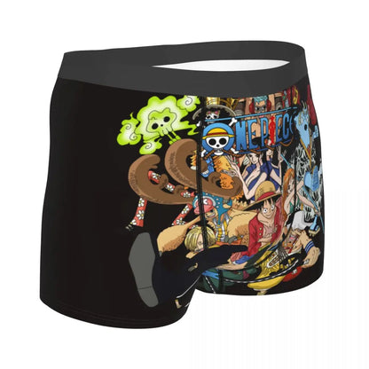 Best One Collage Collection Poster Man's Boxer Briefs Luffy Highly Breathable Underpants Top Quality Print Shorts Birthday Gifts