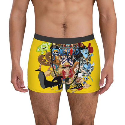 Best One Collage Collection Poster Man's Boxer Briefs Luffy Highly Breathable Underpants Top Quality Print Shorts Birthday Gifts