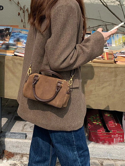 Simple and fashionable Faux Suede shoulder bag, crossbody bag, women's small bag, pillow bag, Boston handbag, women's bag