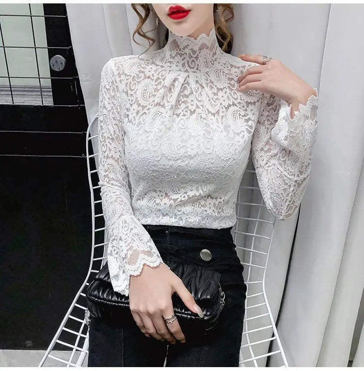 Autumn and Winter Velvet Turtleneck Bottoming Shirt Women's Thickened  Long-sleeved T-shirt Sexy Shirring Top T745