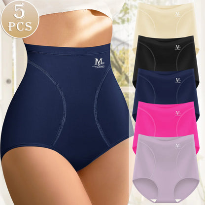 5pcs High Waisted Tummy Tightening Women's Panties Triangle Pants Non-marking Breathable Comfortable Hip Lifting Shape