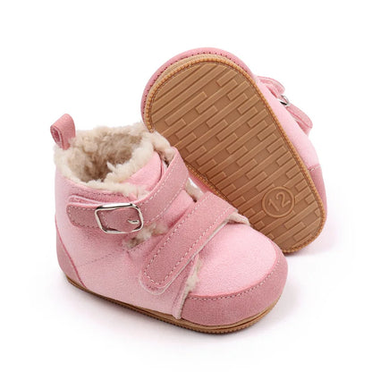 Winter Baby Shoes Boys Girls High-top Snow Boots Warm Plush Infant Toddler First Walkers 0-18 Months