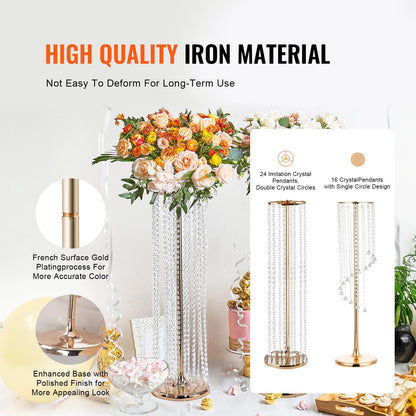 VEVOR Gold Metal Column Wedding Flower Stand High With Metal Laminate Vase Geometric Centerpiece Stands Cylindrical Floral