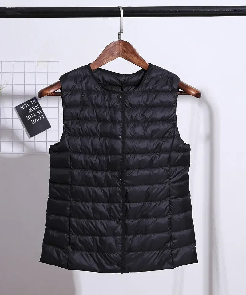 2024 New Spring Autumn Fashionable Outerwear Warm Vests Light Down Women Waistcoat Portable Warm Sleeveless Liner Casual