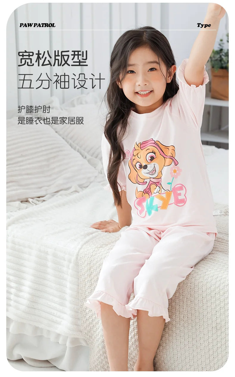 Genuine Paw Patrol Skye Chase Thin Children's Pajamas Sets Spring Summer Cartoon Students Tops Pants Kids Boys girls Sleepwear