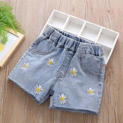 New Girls Denim Shorts Summer Kids Girl Hot Pants Clothing Baby Casual Jean Shorts 4 6 8 10 12 14 Year