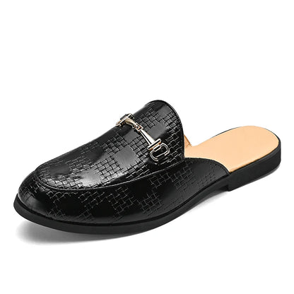 Summer Men Luxury Half Loafers Breathable Slip-on Half Slippers Man Outdoor Buckle Mules Lightweight Slip-on Comfy Casual Shoes