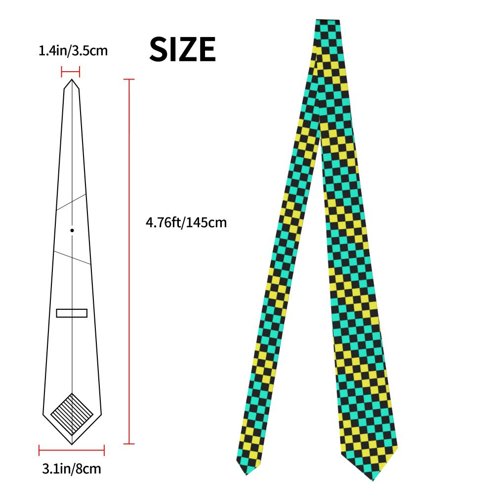 Black And White Checkerboard Pattern Ties Men Formal Silk Geometric Tartan Necktie for Office