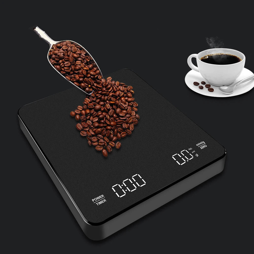 3kg/0.1g Portable Electronic Scales Drip Coffee High Precision Timing Home Kitchen Scales LED Display Tools