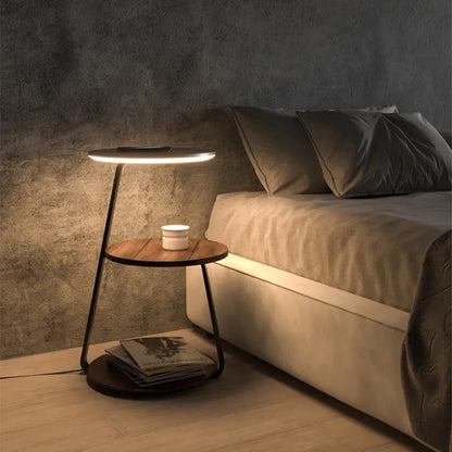 Creative Bedroom Floor Lamp Sofa Side Bedside Table Integrated Wireless Charging Living Room Shelf Coffee Table Lamp Design