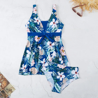 New Tropical Print Knot Front Swimwear Women One Piece Swimsuit Women Dress Bathers Bathing Swimming Swim Suit Beachwear