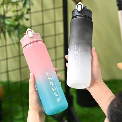 800ml/28oz Large Capacity Sports Water Bottle Leak Proof Colorful Plastic Cup Drinking Outdoor Travel Portable Gym Fitness Jugs