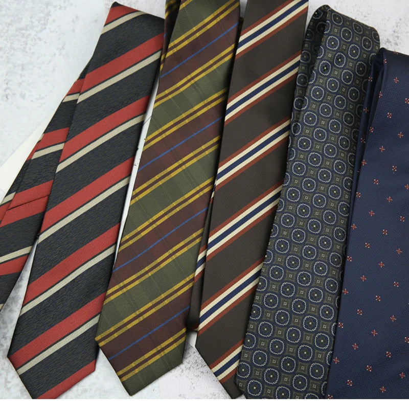 New Trendy Striped Neckties For Men Formal Silk Tie Polyester Jacquard Skinny Neck Tie Wedding Corbata 8cm Gravata Luxury Ties