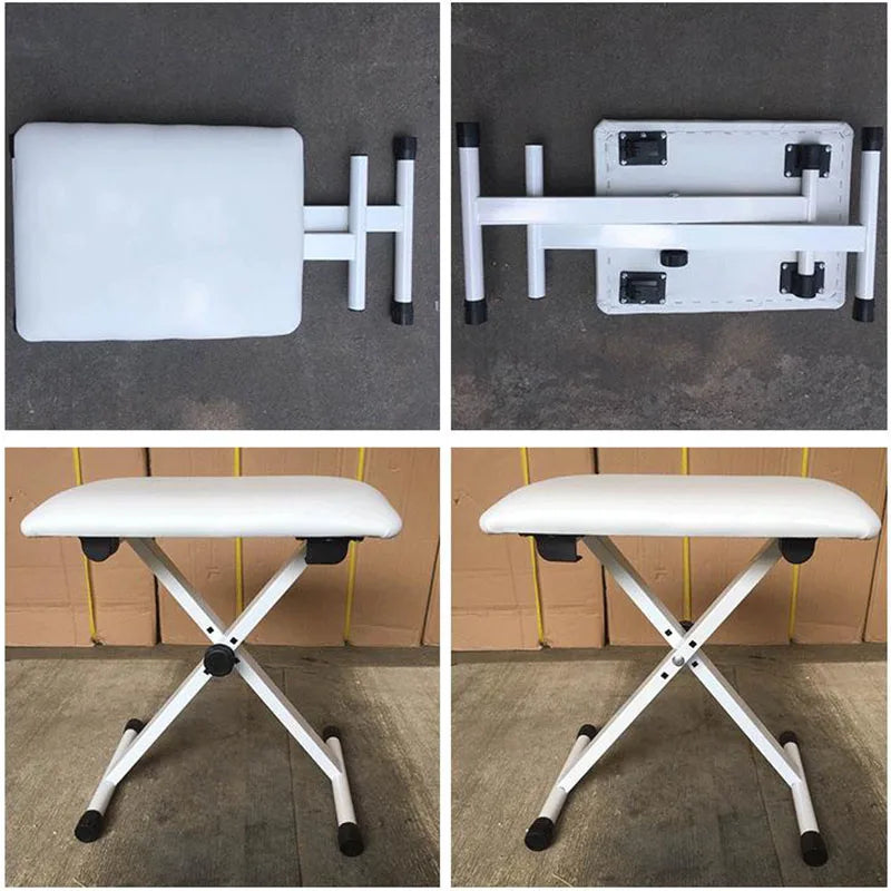 White Piano Stool X-Shaped Keyboard Stools, 3 Gears Height Adjustable, Musical Instrument, Piano Accessories