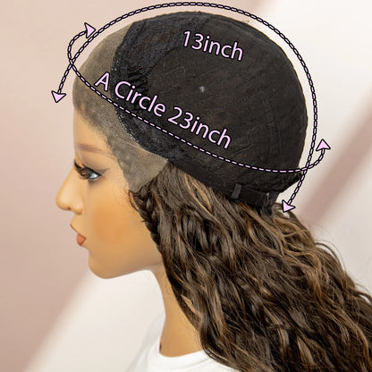 26 Inches Synthetic Lace Front Curly Braided Wigs Cornrow Braided Wig with Baby Hair Boho Braids Burgundy Braiding