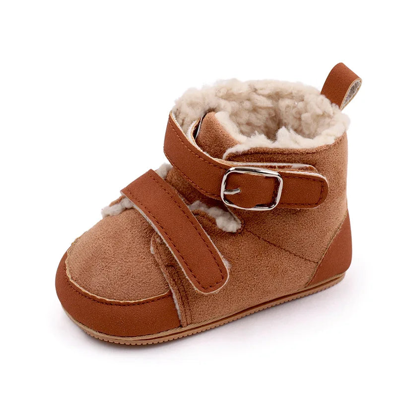 Winter Baby Shoes Boys Girls High-top Snow Boots Warm Plush Infant Toddler First Walkers 0-18 Months