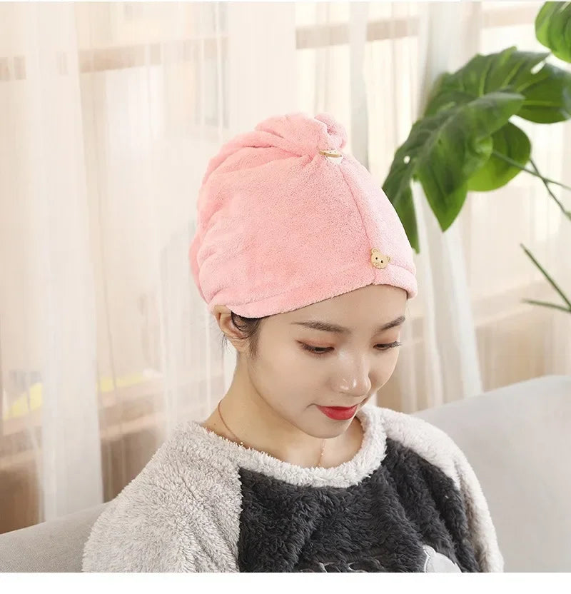 Dry Hair Hat Woman Absorbent Quick Dry Wipe Hair Towel Long Hair Cute Shower Cap Bathroom Accessories Quick Dry Towel