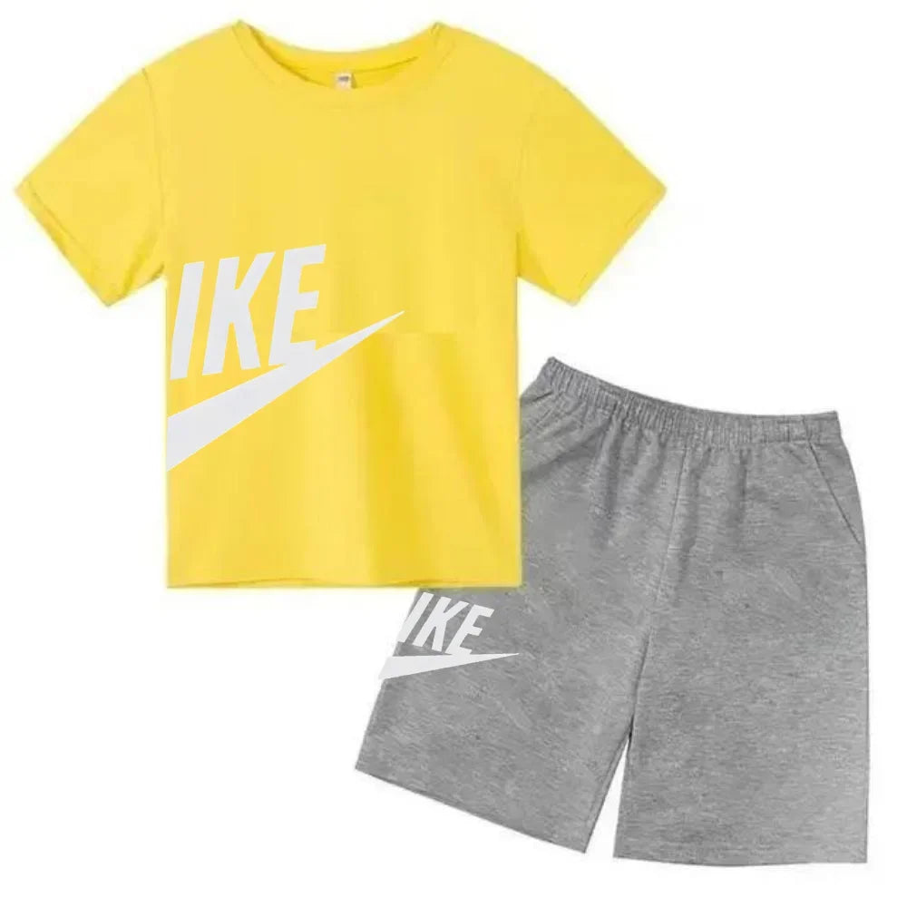 Brand Print Fan Clothes Children Teen T Shirt Suit Summer Top +shorts 2 Pcs Set Short Sleeve Casual Fashion Boys Girls Kid Set