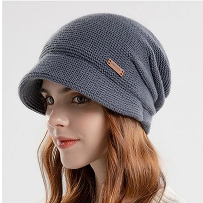 Korean Winter Pile Has for Women Thermal Pullover Hat Caps Fashion Outdoor Wide Brim Ear Protection Warm Skullcap Beanies Female