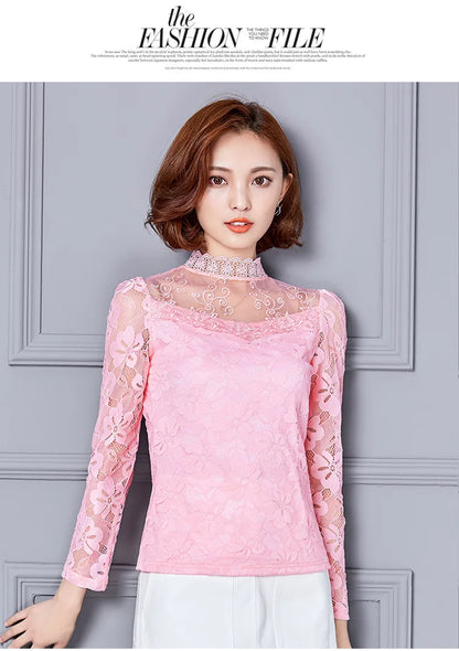 Women T Shirts Vintage Spring Winter Tees Autumn Lace Beads Hole Sexy Tops Warm Blouse Top Casual Full Long Sleeve Shirt