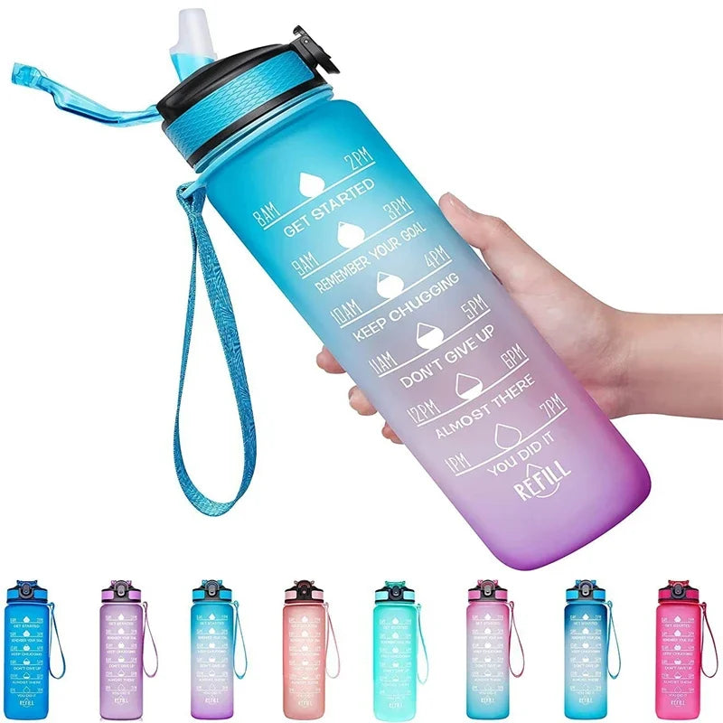 1 Liter Water Bottle Motivational Sport Water Bottle Leakproof Bottles Drinking Outdoor Travel Gym Fitness Jugs For Kitchen Cups