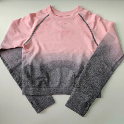 Women Cropped Seamless Long Sleeve Top Crop