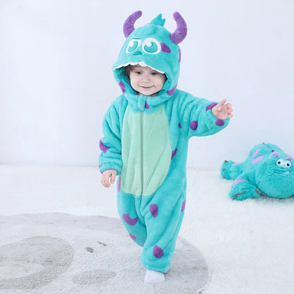 Anime Bear Baby Girl Boy Clothes Romper Lovely Infant Baby Onesie Bodysuit Newborn Zipper Hooded Flannel Cosplay Jumpsuits