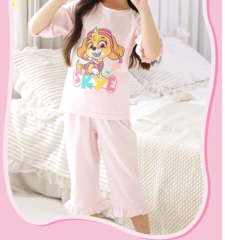 Genuine Paw Patrol Skye Chase Thin Children's Pajamas Sets Spring Summer Cartoon Students Tops Pants Kids Boys girls Sleepwear