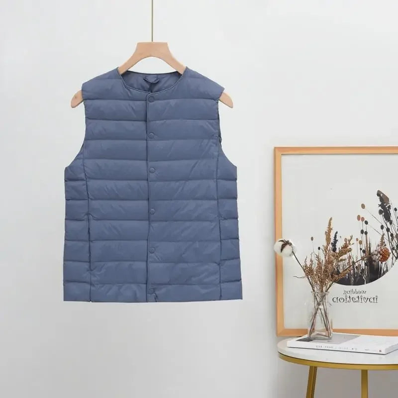 2024 New Spring Autumn Fashionable Outerwear Warm Vests Light Down Women Waistcoat Portable Warm Sleeveless Liner Casual