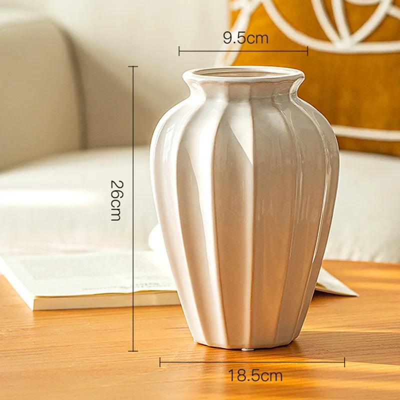 White Ceramic Hydroponic Vase, European Style, Light Luxury, Creative Flower Arrangement, Living Room, Table Decoration