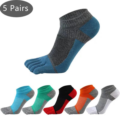 Ankle Socks Mens Sports Breathable Comfortable Shaping Anti Friction No Show Socks With Toes