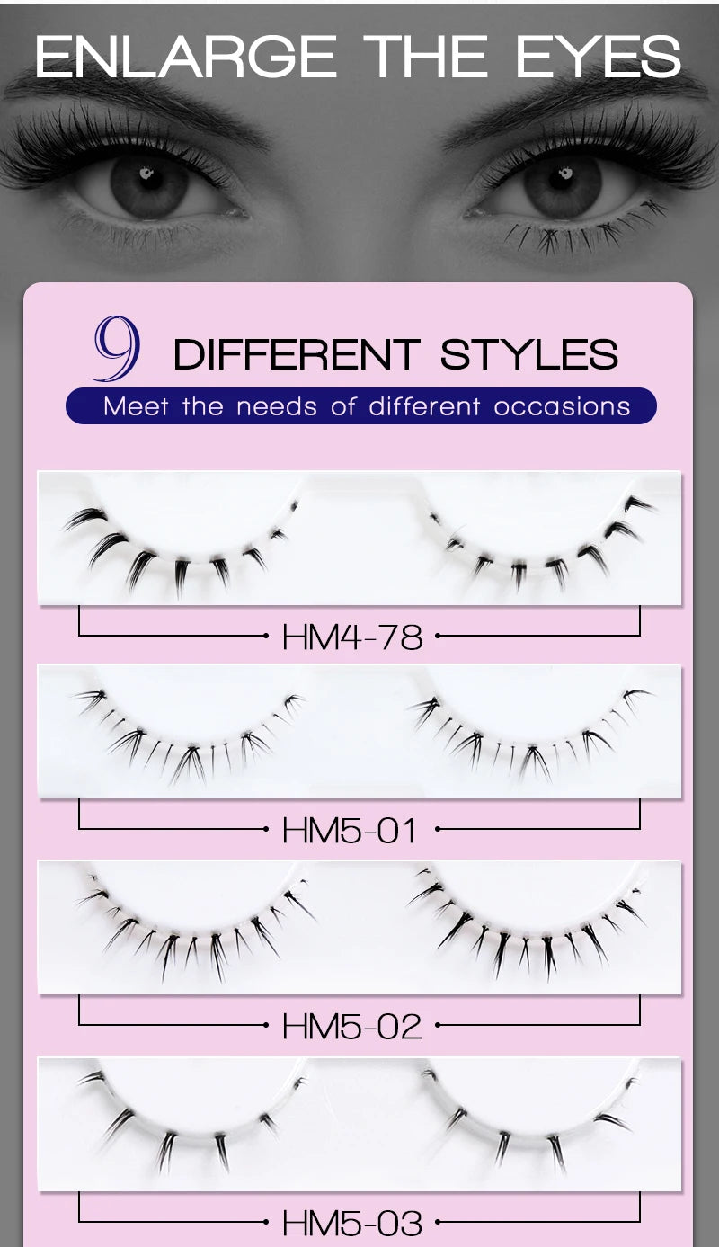 Lower Eyelashes Pack Under Eye Lashes Soft Lower Eyelashes 100% Handmade Clear Band Manga Bottom Lashes Makeup Tools