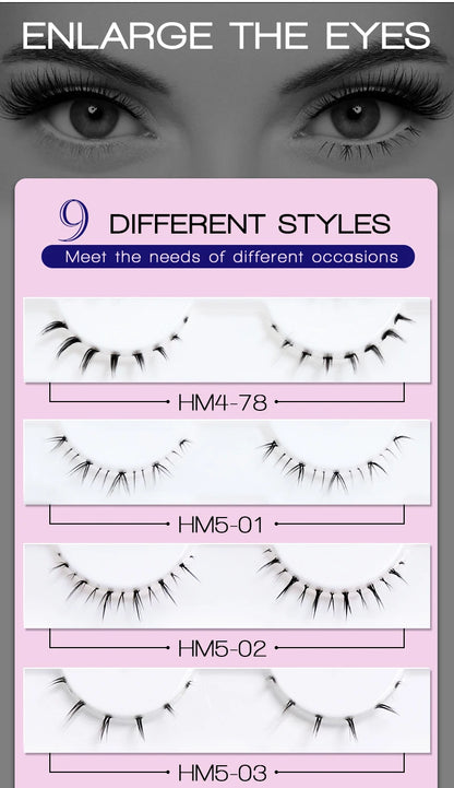 Lower Eyelashes Pack Under Eye Lashes Soft Lower Eyelashes 100% Handmade Clear Band Manga Bottom Lashes Makeup Tools