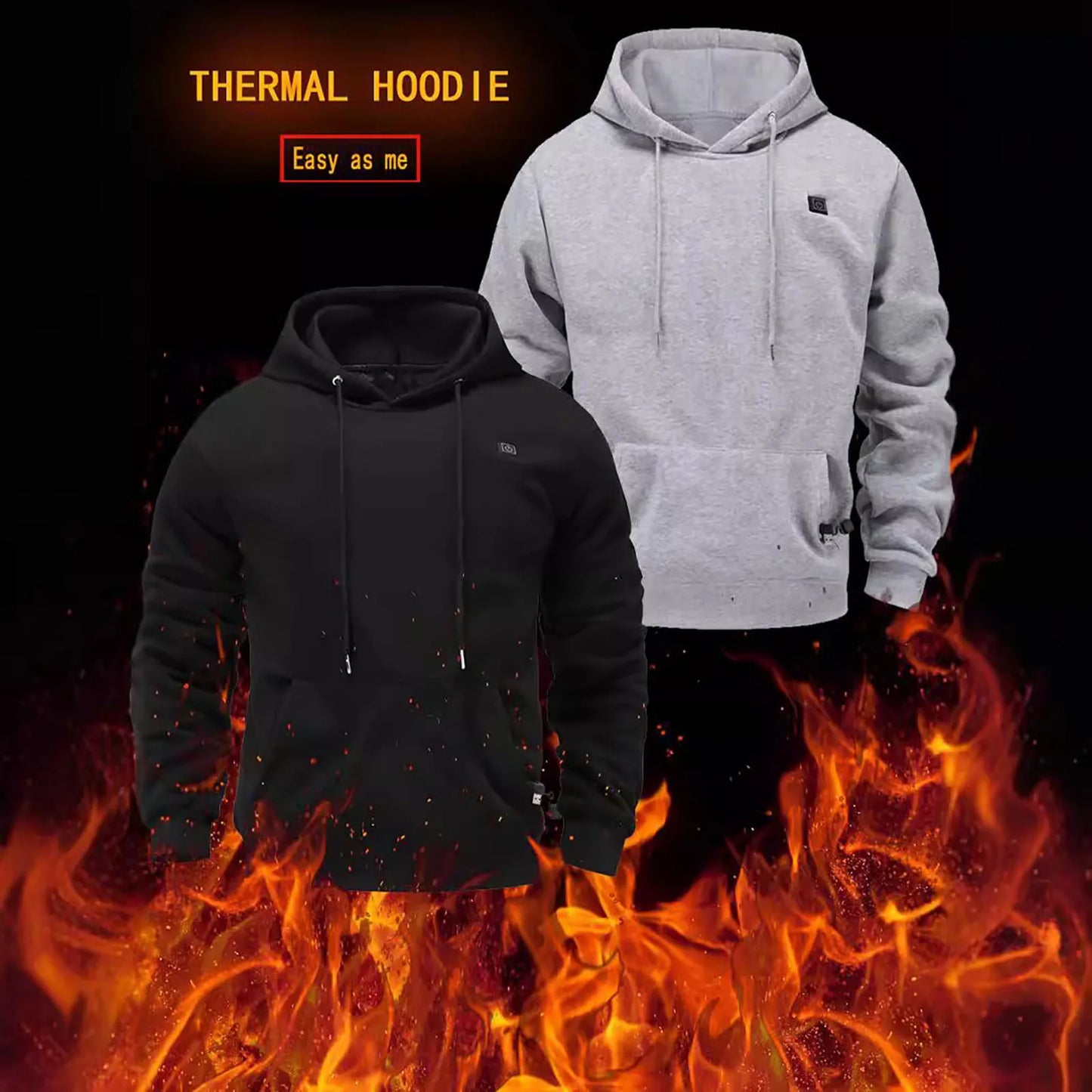 5 Heating Areas Men's Autumn And Winter Hoodie Usb Casual Hooded Pullover Sweatshirt Heating Hoodie Electric Thermal Hoodie