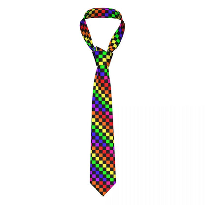 Black And White Checkerboard Pattern Ties Men Formal Silk Geometric Tartan Necktie for Office