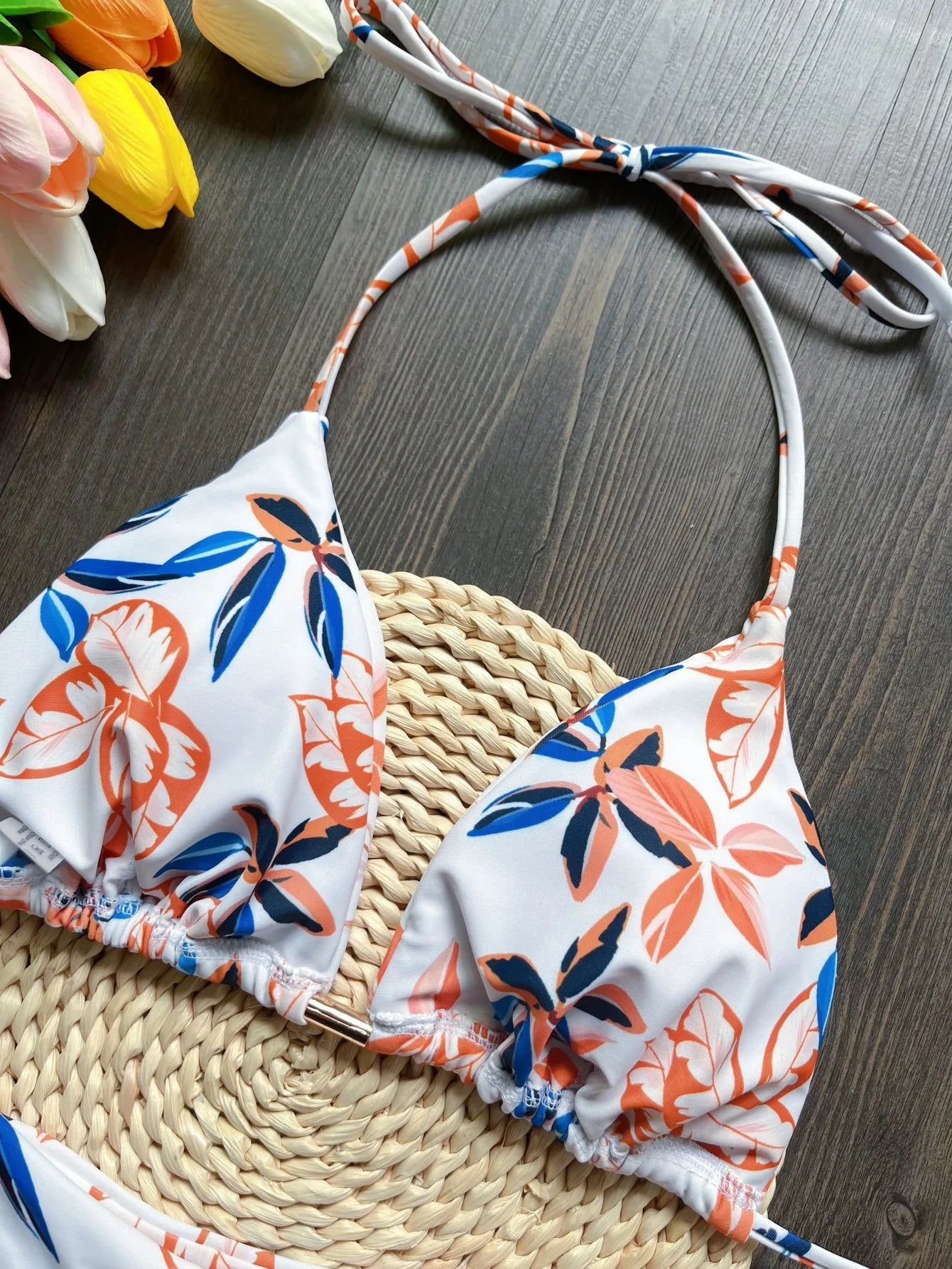 Two-piece Triangle Floral  Print Swimwear