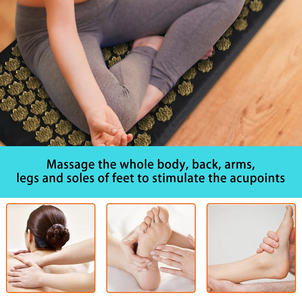 Pranamat Eco Lotus Spike Mat Acupuncture Massage Cushion Kuznetsov's Applicator for Neck Foot Back Yoga Acupressure Massage Mat