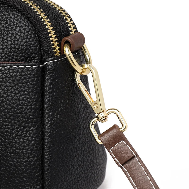 Luxury Designer Messenger Bag High Quality Genuine Leather Women's Solid Color Shoulder Bag Button decoration Cross Body Package