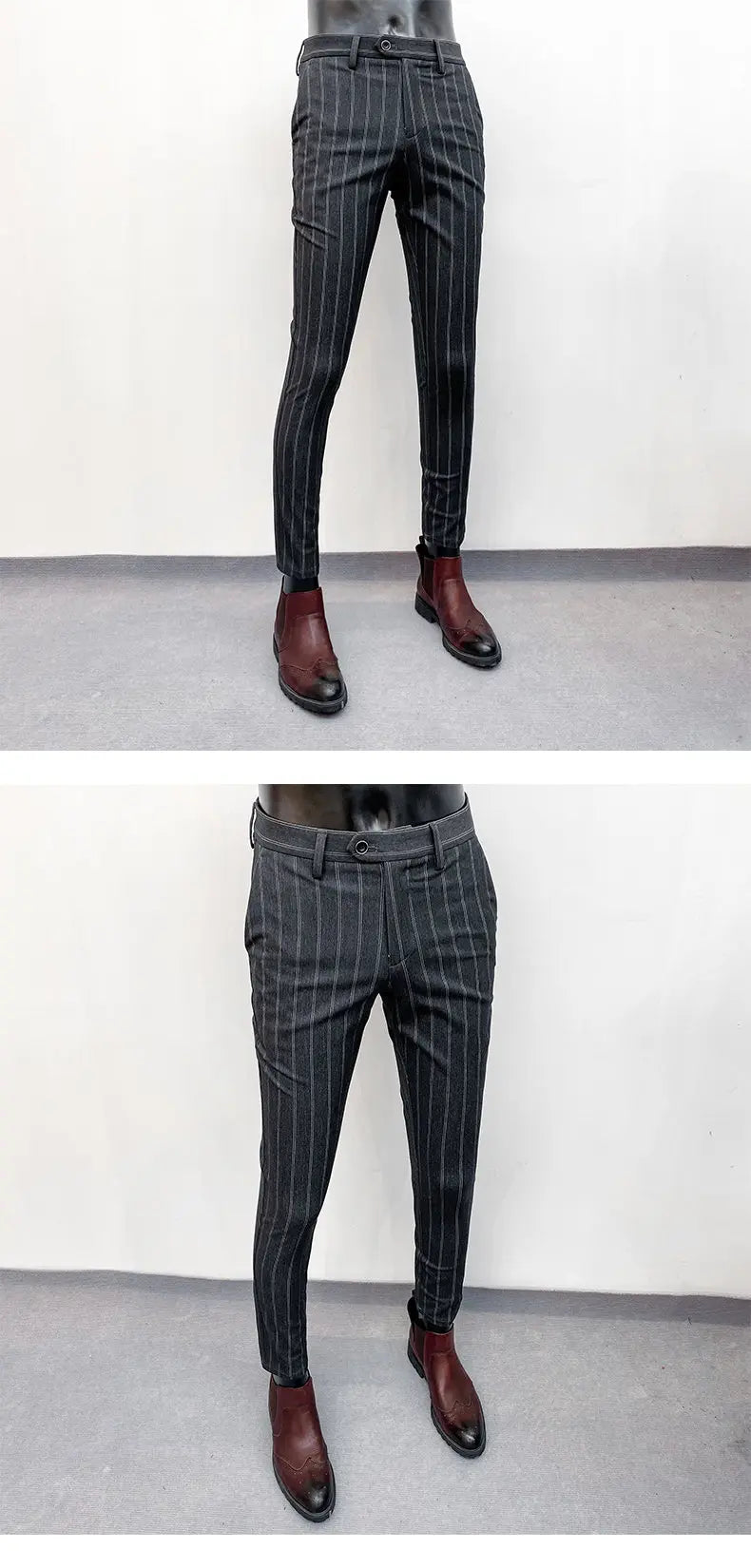 Men Stripes Suit Pants Spring New High-quality Slim Dress Fashion Casual Trousers Mens Clothing Formal Full Length Pants