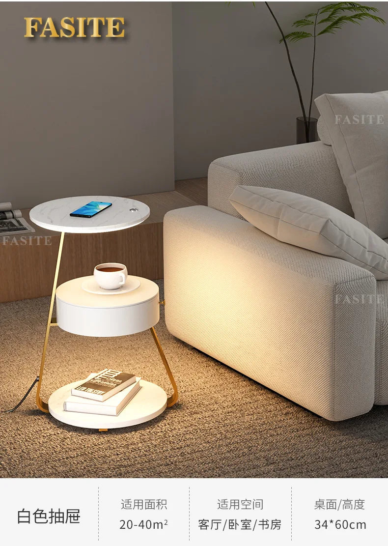 Creative Bedroom Floor Lamp Sofa Side Bedside Table Integrated Wireless Charging Living Room Shelf Coffee Table Lamp Design