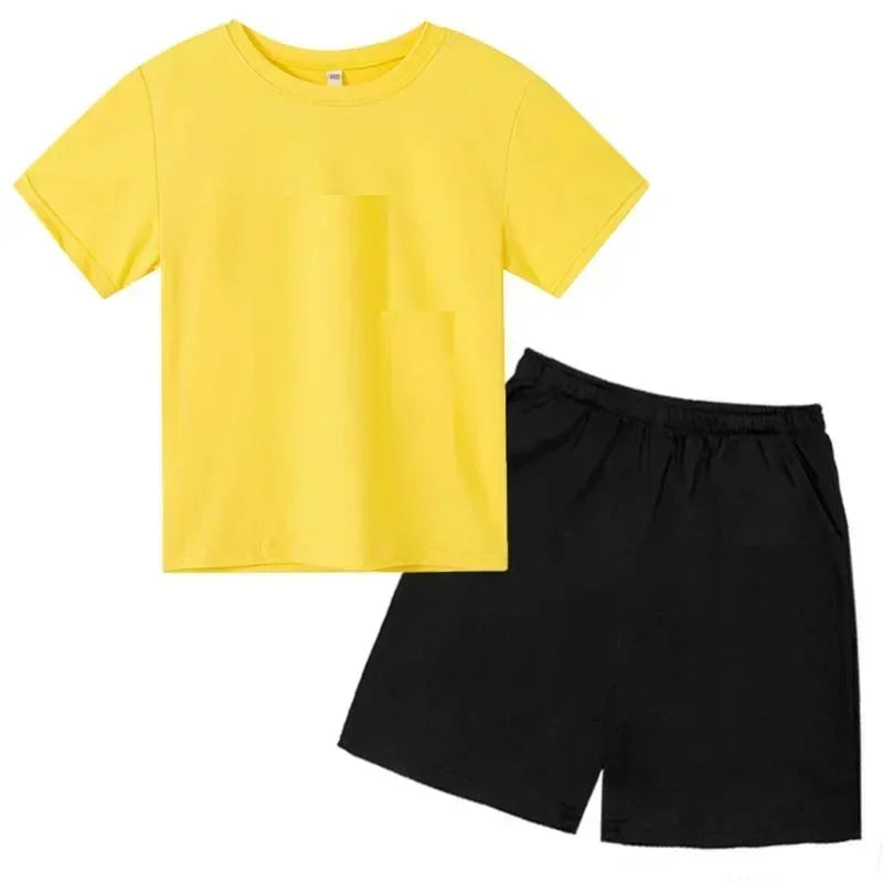 Brand Print Fan Clothes Children Teen T Shirt Suit Summer Top +shorts 2 Pcs Set Short Sleeve Casual Fashion Boys Girls Kid Set