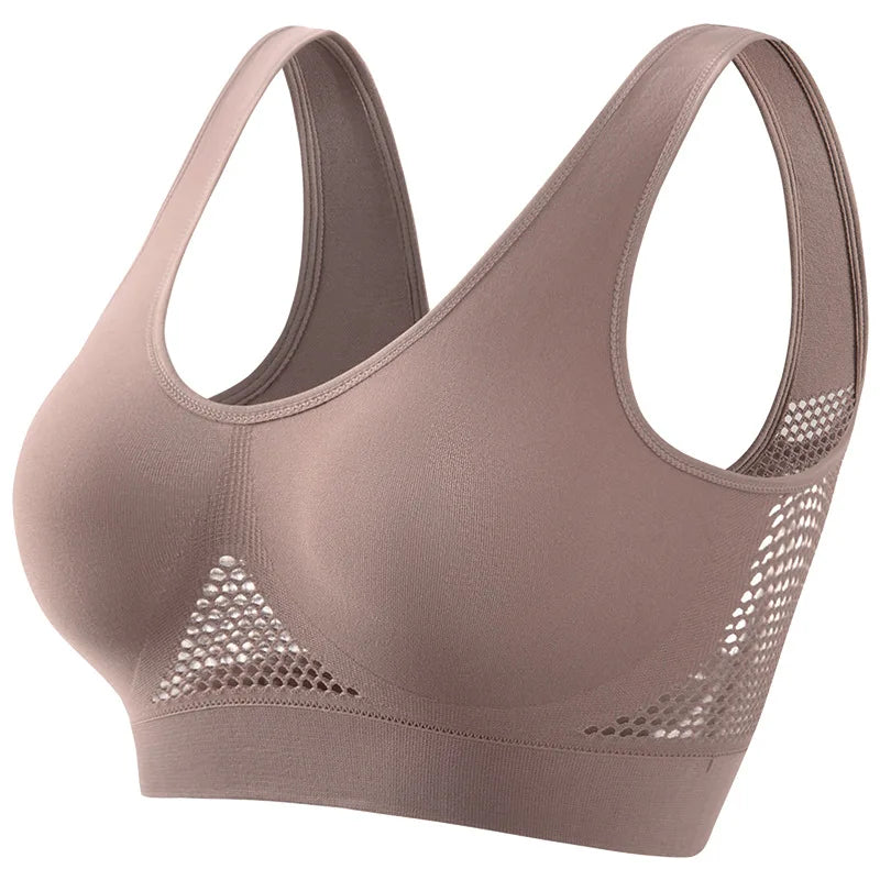 M-5XL Seamless Bras For Women Push Up Hollow Breathable Sports Bra Female Unwired No Pads Crop Top Girls Sexy Lingerie Brassiere