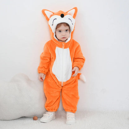 Anime Bear Baby Girl Boy Clothes Romper Lovely Infant Baby Onesie Bodysuit Newborn Zipper Hooded Flannel Cosplay Jumpsuits