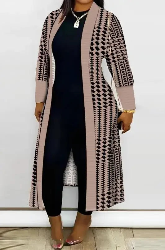 Cardigan for Women 2023 Leopard Print Open Front Longline Coat Autumn and Winter Casual Loose and Versatile Jacket Streetwear