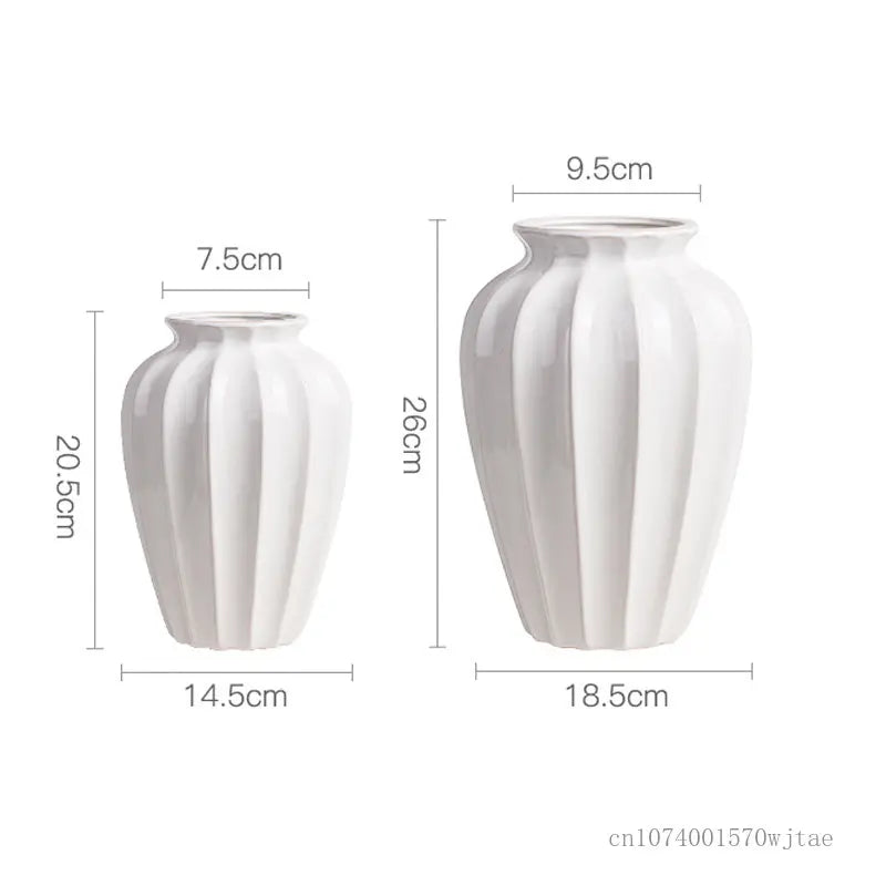 White Ceramic Hydroponic Vase, European Style, Light Luxury, Creative Flower Arrangement, Living Room, Table Decoration