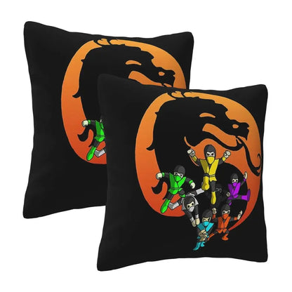 Mortal Kombat Logo 2 pcs Square Pillowcase Pillow Cover Cushion Decor Comfort Throw Pillow for Home Living Room